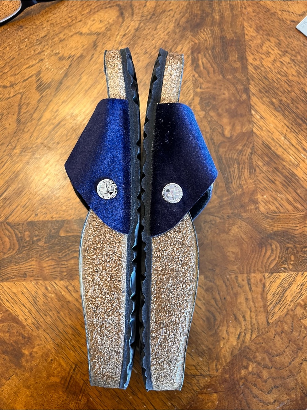 Birkenstock Madrid Big Buckle Velvet Midnight Sandals Blue Sz 38, US 7 - 7 1/2” - Picture 6 of 16